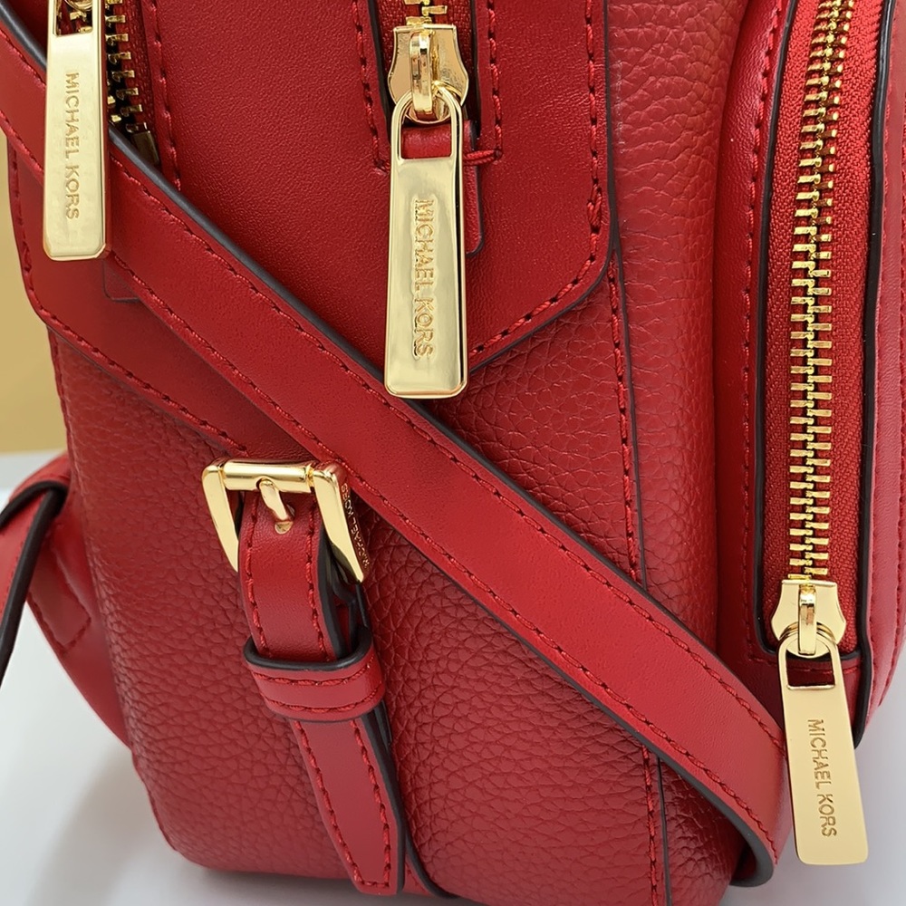 MICHAEL KORS JAYCEE MEDIUM ZIP POCKET BACKPACK COLOR: Bright Red NWT - Picture 5 of 16